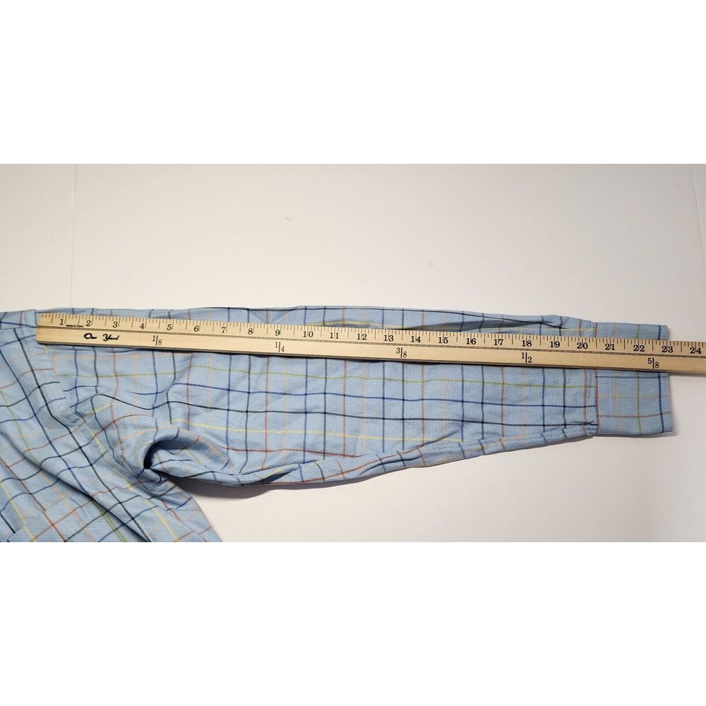 Gitman Bros Mens Size M Blue Plaid Long Sleeve Button Down Shirt - Picture 9 of 12